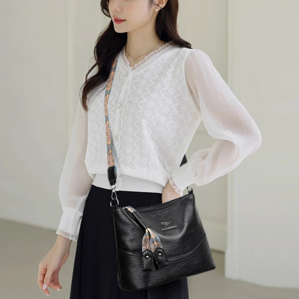 Soft Leather Crossbody Bags Women Bags Designer Vintage Casual Shoulder Bag