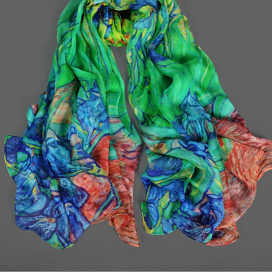 100% Silk Scarf Cape Fashion Floral Design Long Scarves