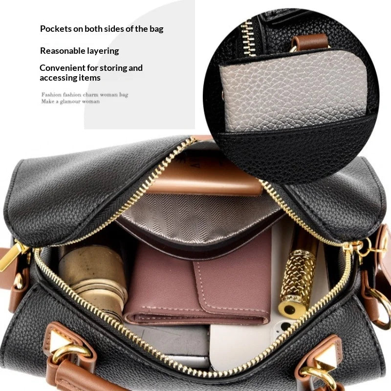 Sophisticated Shoulder Bag Soft Genuine Leather