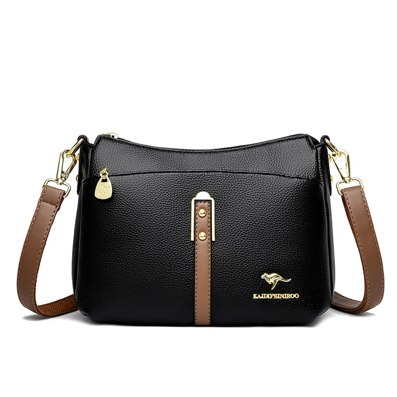 Brand Design Three Layers Fashion Shoulder Messenger Bag Luxury Soft Leather Sac