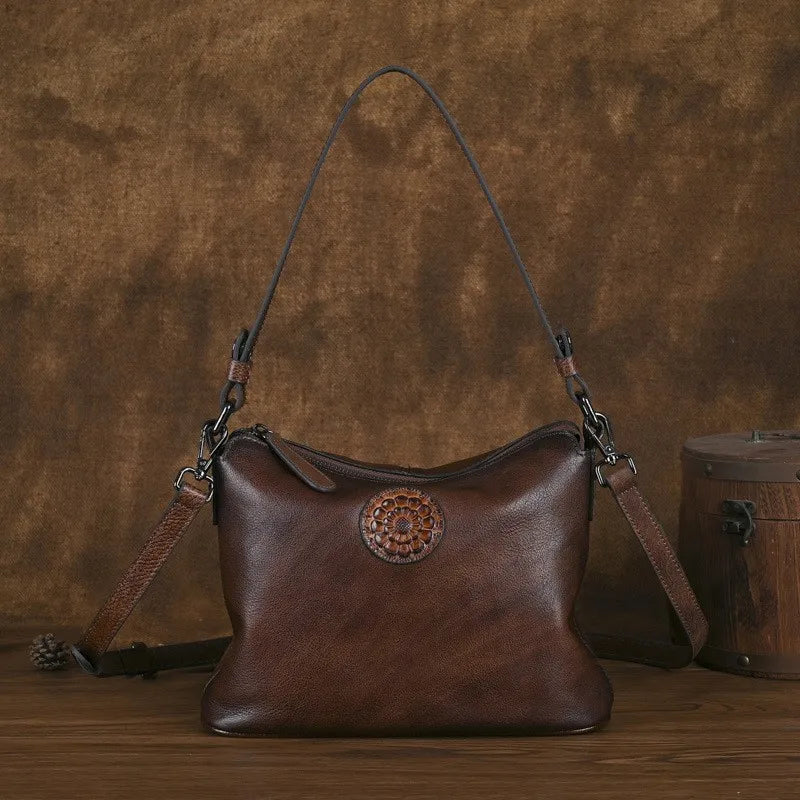 Retro Genuine Leather Soft Cowhide Shoulder Crossbody Bag
