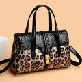Fashionable Leopard Pattern Handbags Patent Leather Design