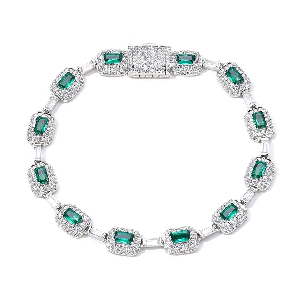 7mm Fashionable Jade Green Cubic Zirconia Bracelet
