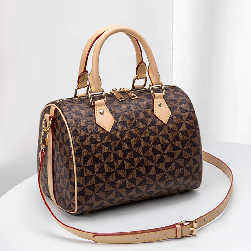 Women's Boston Pillow Bag Simple Versatile Crossbody Bag Flower Handbag