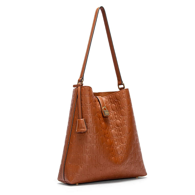 Leather Shoulder Bags Vintage Inspired Designs Gold-Toned Locks Textured Straps