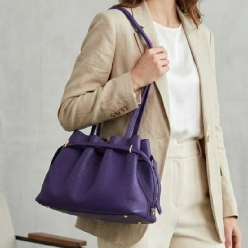 Genuine Leather Shoulder Bag Luxury Soft Retro Design