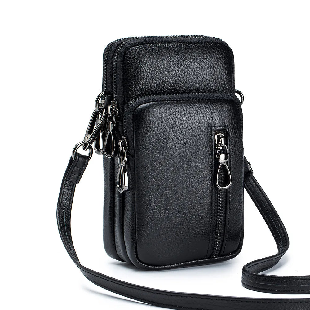 Small Crossbody Wallet Phone Bag Leather Mini Crossbody Vertical Cell Phone Bag