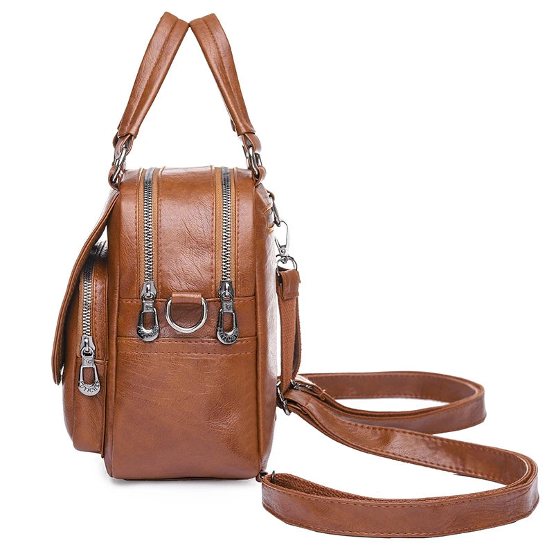 Trendy Multi functional Handheld Shoulder Bag Versatile Soft Leather Bag
