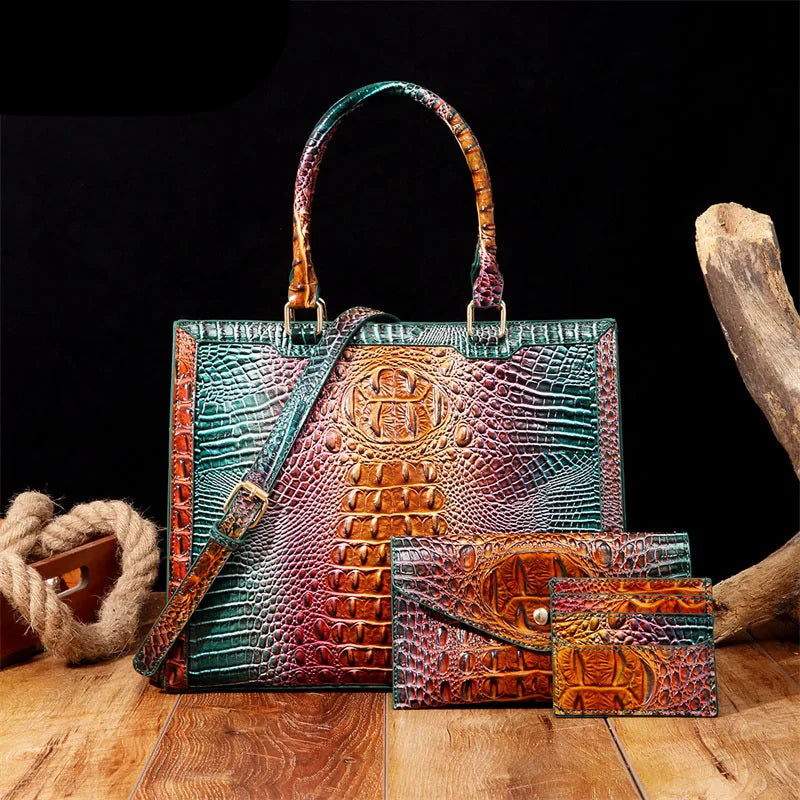 Trendy Vintage Crocodile Pattern Handbag Fashion Design
