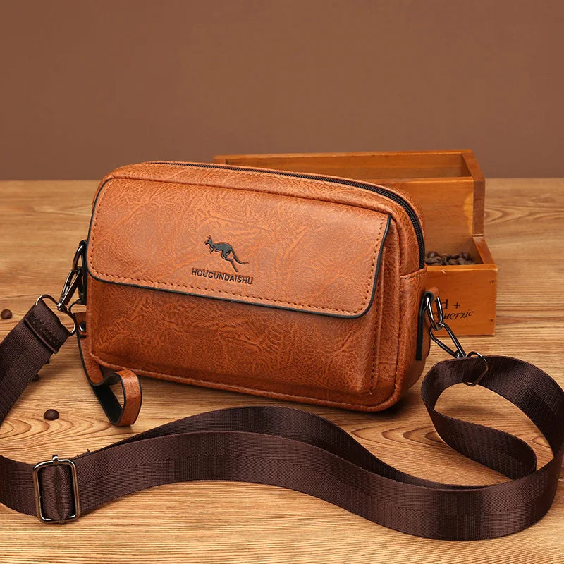 PU Leather Men's Clutch Long Wallet Mini Shoulder Bag