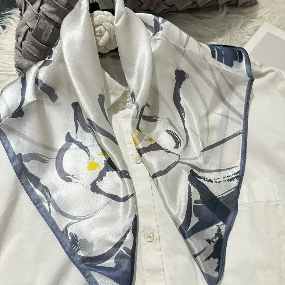 100% Silk Small Square Scarf Neckerchief for Women