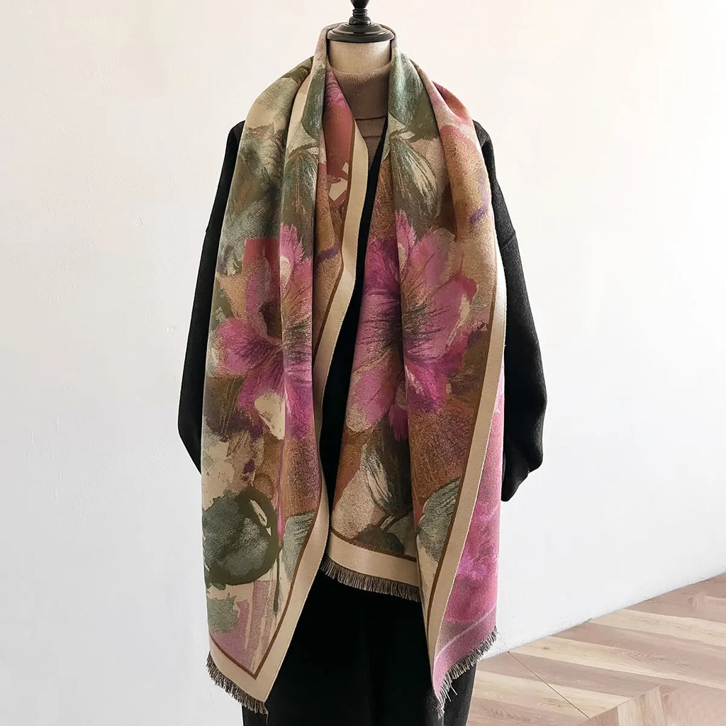 Luxury Flower Cashmere Scarves High Quality Thicken Wrap