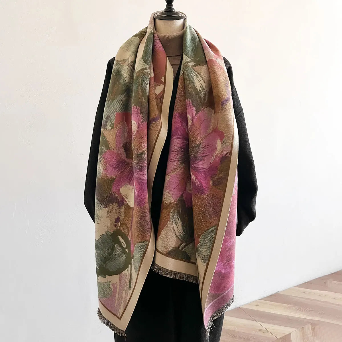 Luxury Flower Cashmere Scarves High Quality Thicken Wrap