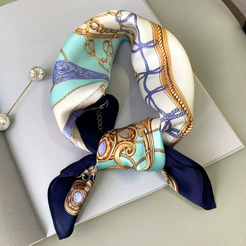 100% Real Silk Scarf Geometric Retro Fashion Scarves