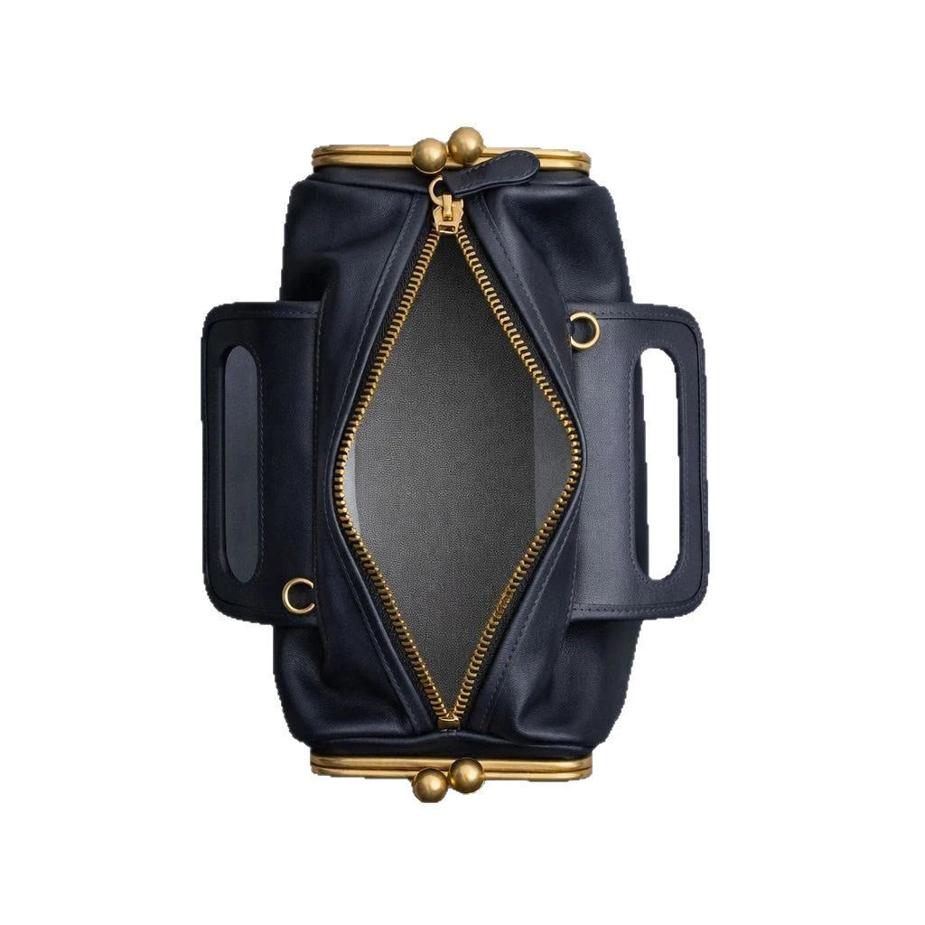 Retro Handbag Luxury Gold Hardware Structured Shoulder Bag
