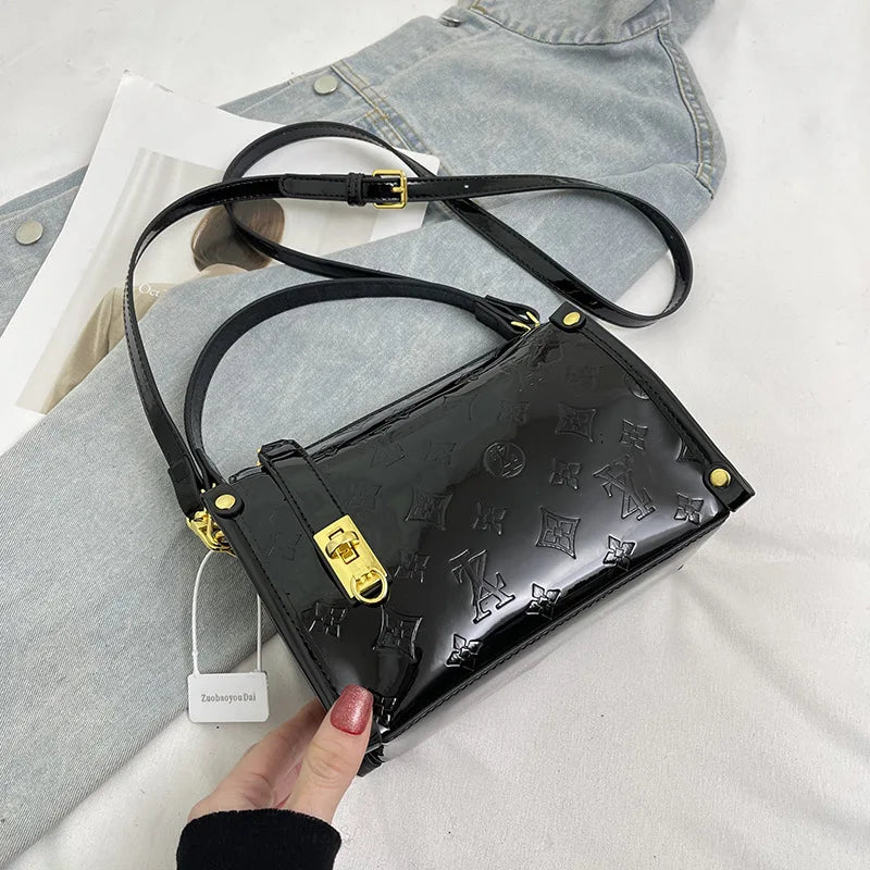 Classic Design Collection Luxury Lacquered Leather Box Handbag