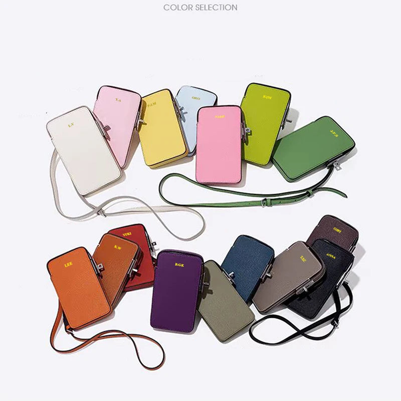 Luxury Design Phone Bag Woman Portable Genuine Leather Cross-body Bag Wallet