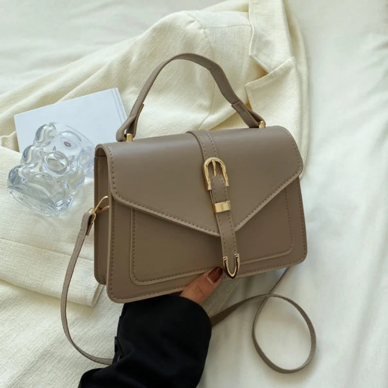 Fashionable Minimalist Crossbody Bag with Top Handle and Flap for Women