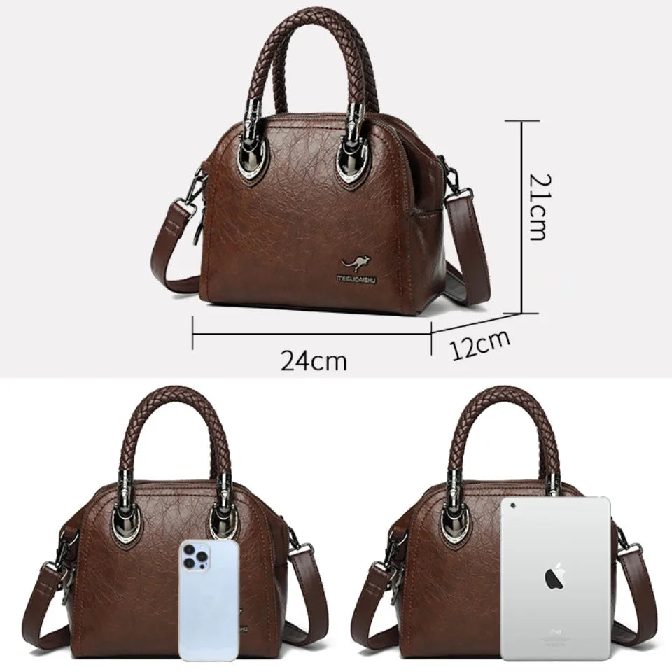 Retro Crossbody High Quality Leather Handbags Hand-woven Handle Luxury Design