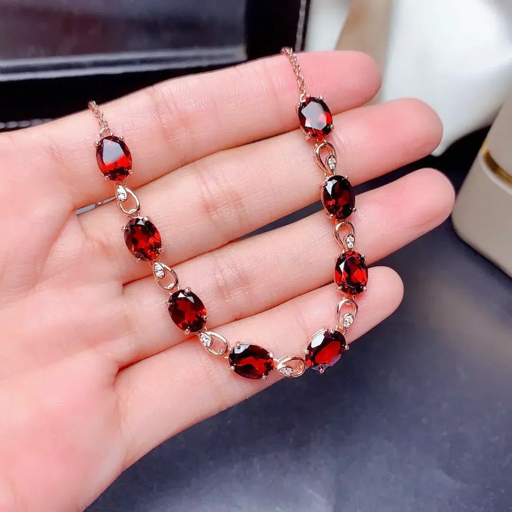18k Rose Gold Original Bracelet Natural Ruby Gemstone Bracelet Jewelry