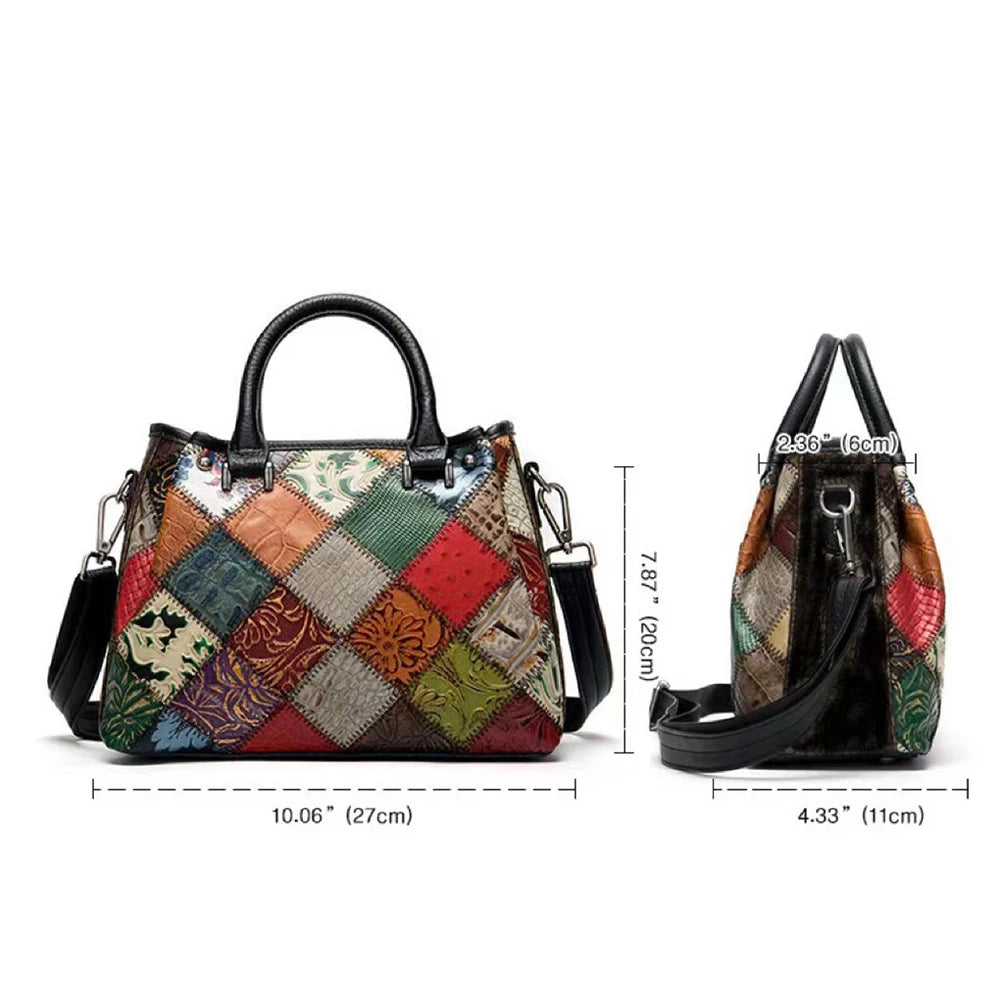 Genuine leather handbag fashionable ethnic style cowhide leather bag