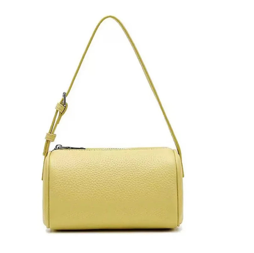 Real Leather Soft Leather Tubular Shoulder Crossbody Bag