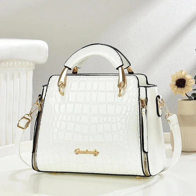 Fashionable Ladies Stone Pattern Printed Handbag Shoulder Bag