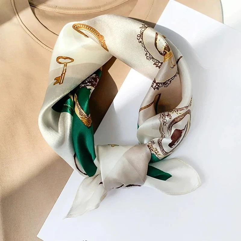 100% Real Silk Scarf Geometric Retro Fashion Scarves