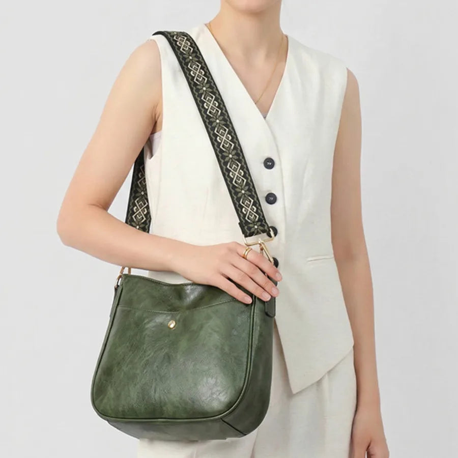 Fashionable Graphic Strap Crossbody & Tote Bag Premium PU Leather