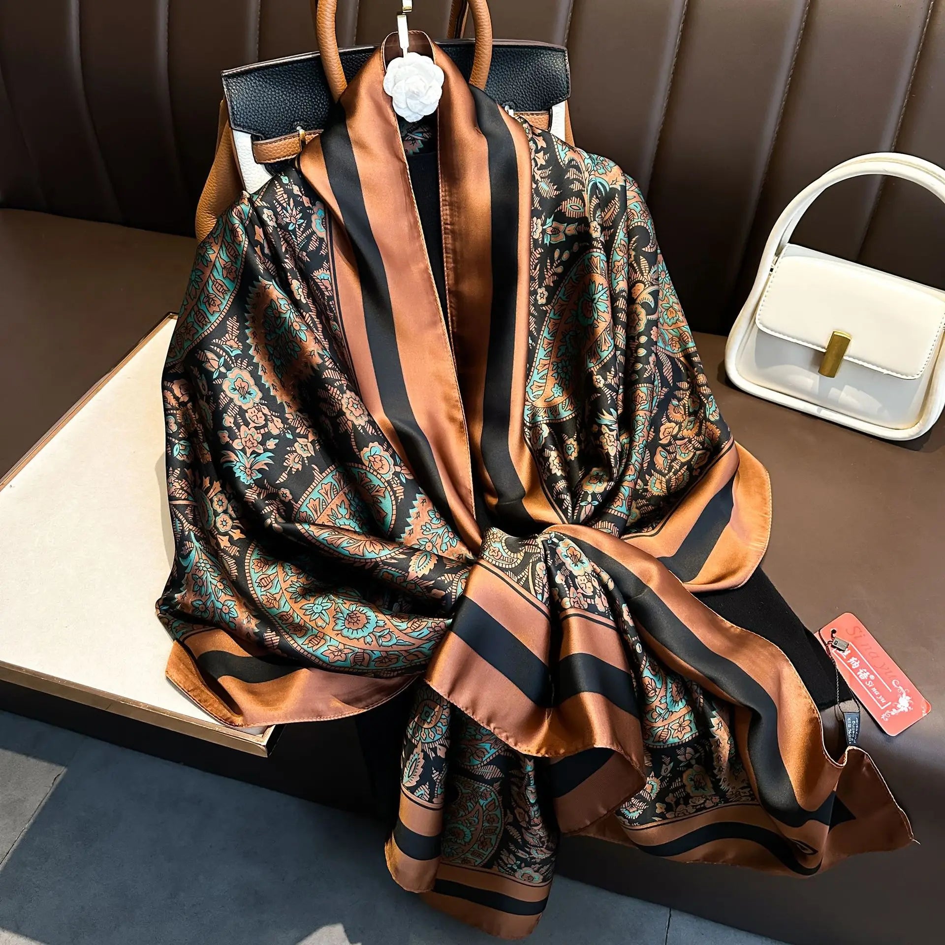 Luxury Brand Silk Scarves Women Fashion Print 180X90CM Long Silk Headscarf