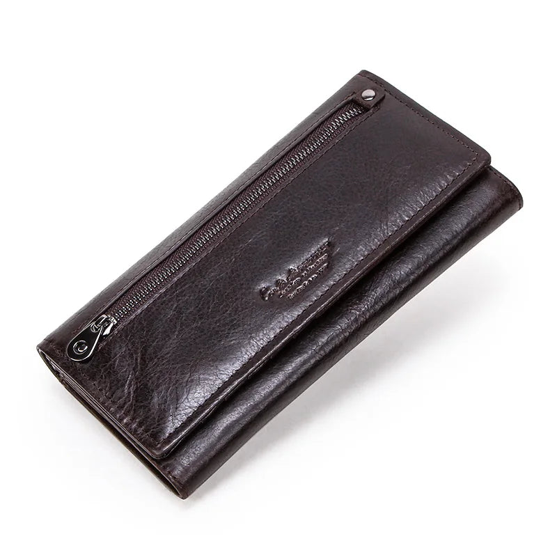 Genuine Leather Wallets Long Clutch Photo Holder Wallet Large Capacity Purses