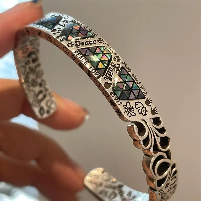 Geometric Graffiti Cuff Bracelet For Women Punk Fashion Jewelry Gift Bracelet