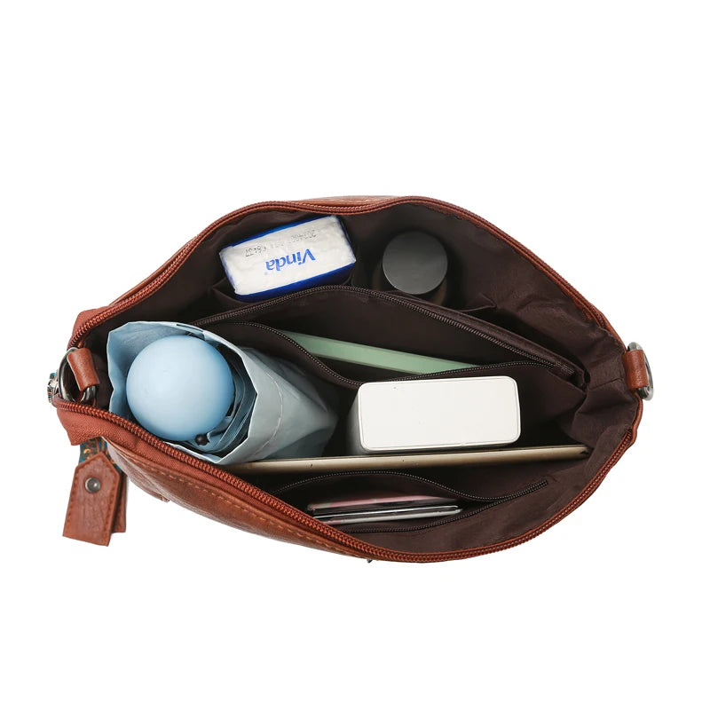 Solid Color Luxury Designer High Quality Leather Handbag Purses Multifunctional