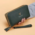 Double zipper clutch wallet long stylish large-capacity