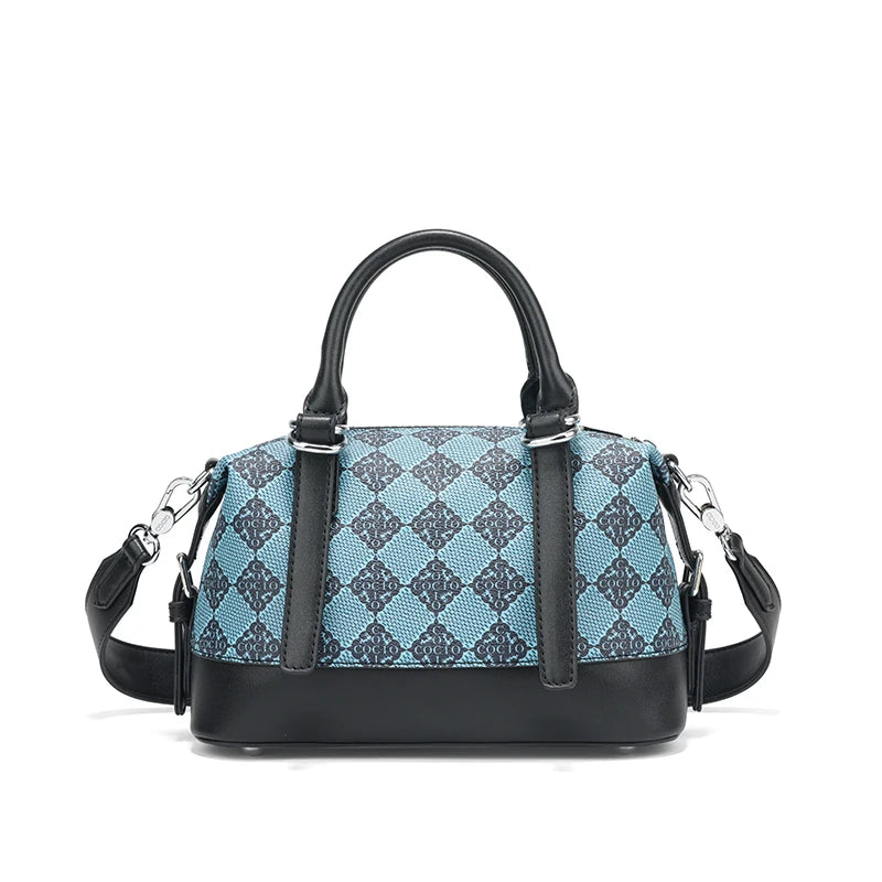 Blue Checkered Luxury Boston Bag Versatile Daily and Party Women's Bag luxury Bag
