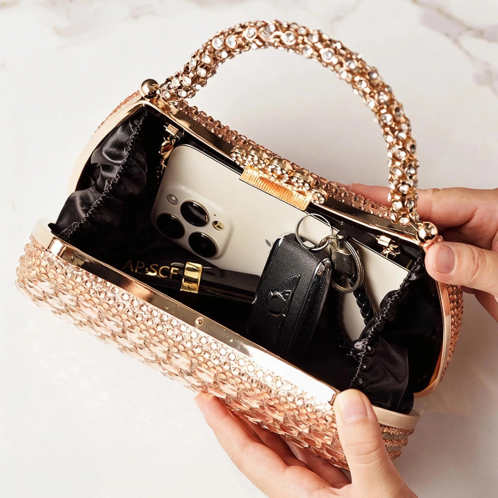 Silver Bag Shine Bling Crown Hasp Diamond Shoulder Bag