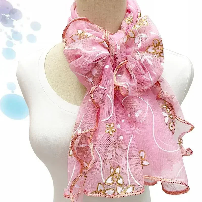 45*175cm  Elegant 2024 Silk Scarf Lightweight Lace Hijab
