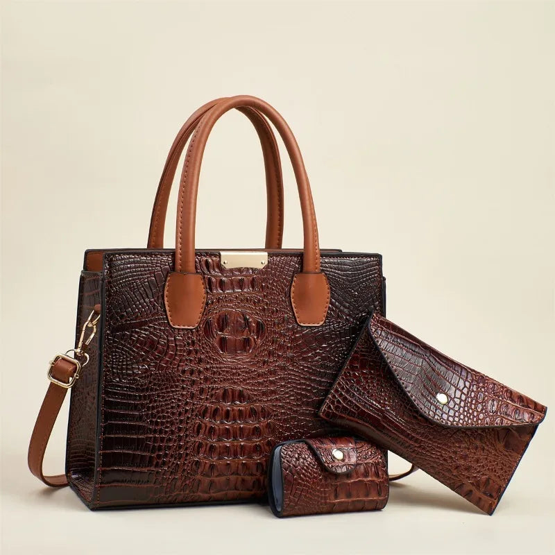 Crocodile Pattern Leather Handbag Fashion Messenger Bag