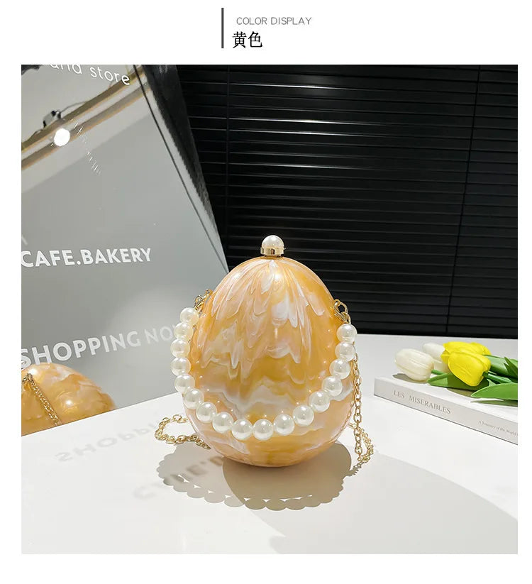 Acrylic eggshell bag fashion niche design women's messenger bag portable dinner bag