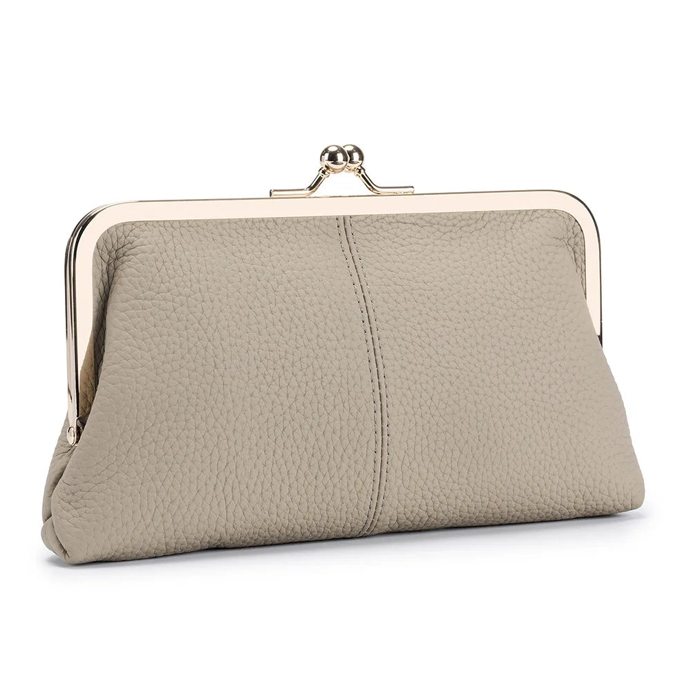 Genuine Cow Leather Long Clutch Wallet Clip Fashion Retro