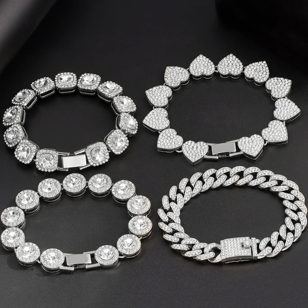 Iced Out Pink Crystal Bracelet Jewelry