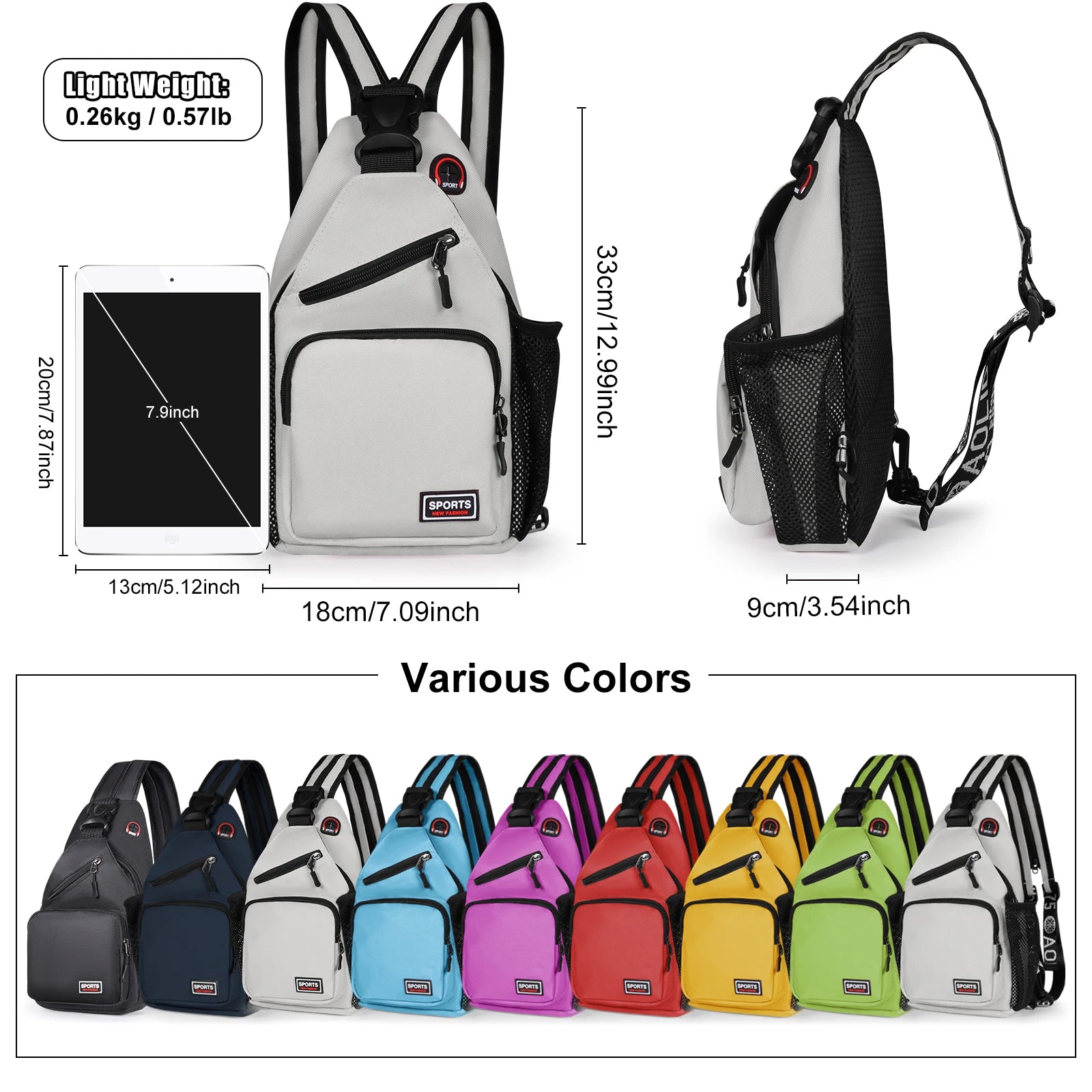 Women Chest Bags Adjustable Backpack Single Shoulder Bag With Earphone Hole