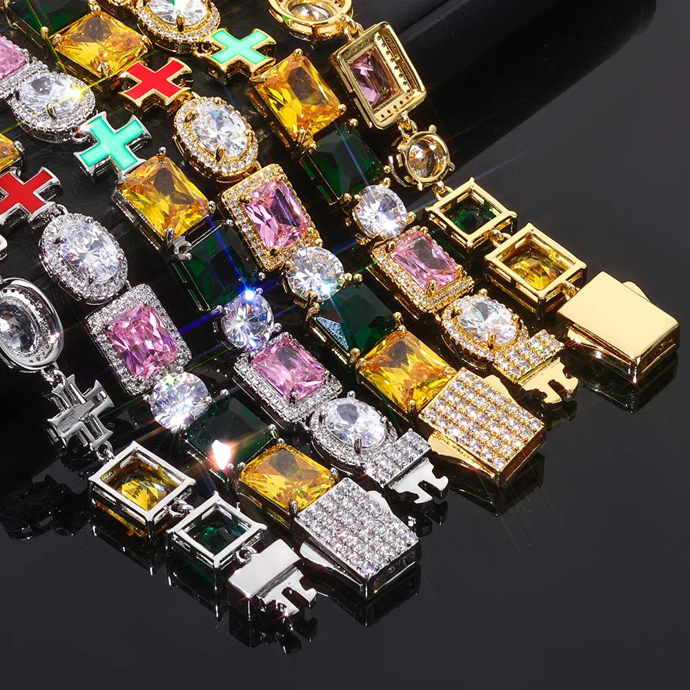 Multi Gemstone Bracelet Mixed Shape Rainbow Gems