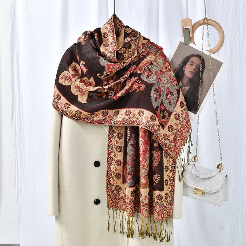 Paisley Embroidery Retro Cashew Cotton Scarf Wraps