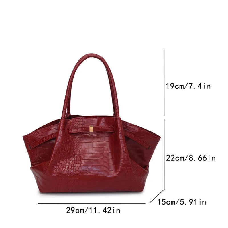 Vintage Crocodile Print Women's Pu Leather Tote Bag Luxury Design