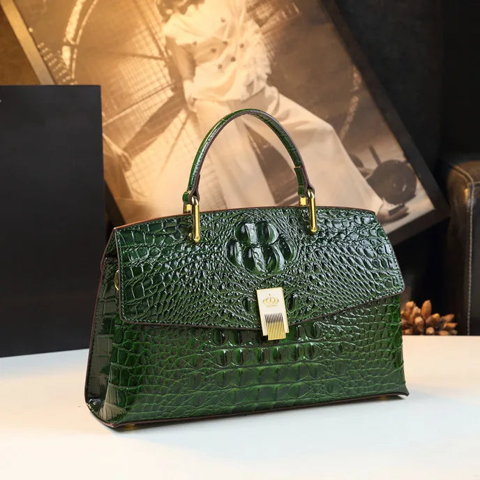 Luxury Design Cowhide High Quality Crocodile Print Handbag