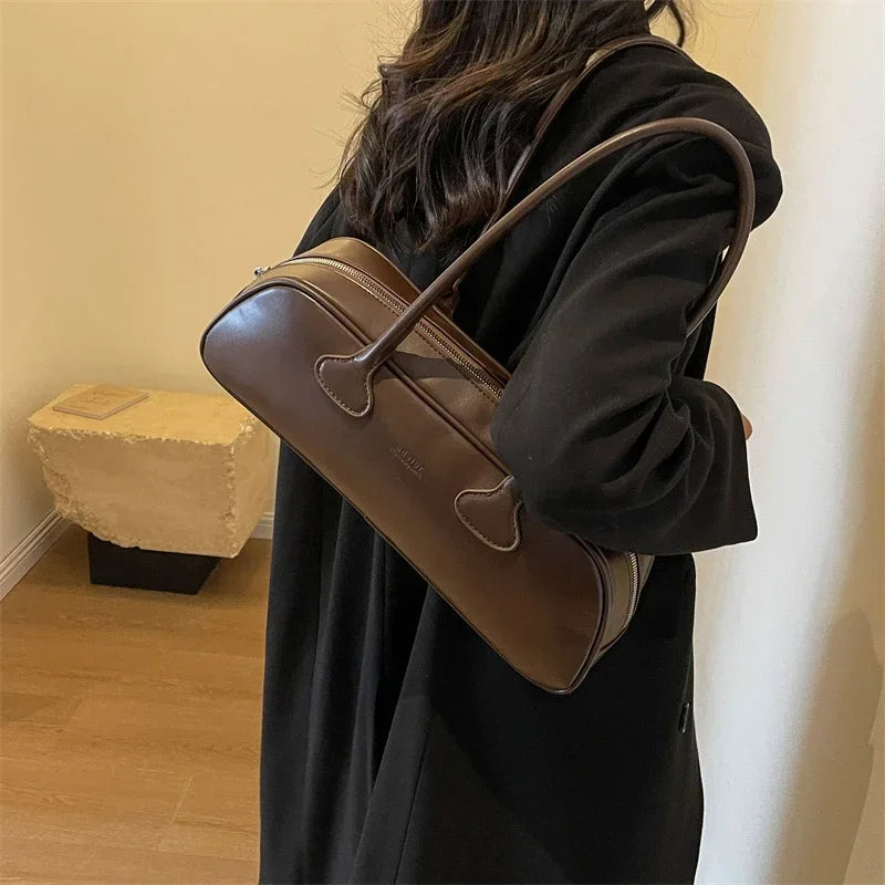 High-quality Zipper PU Women's Bag Retro Light Luxury Bag
