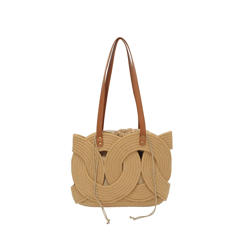 Fashionable Woven Straw Tote Bag Large Capacity Handbag