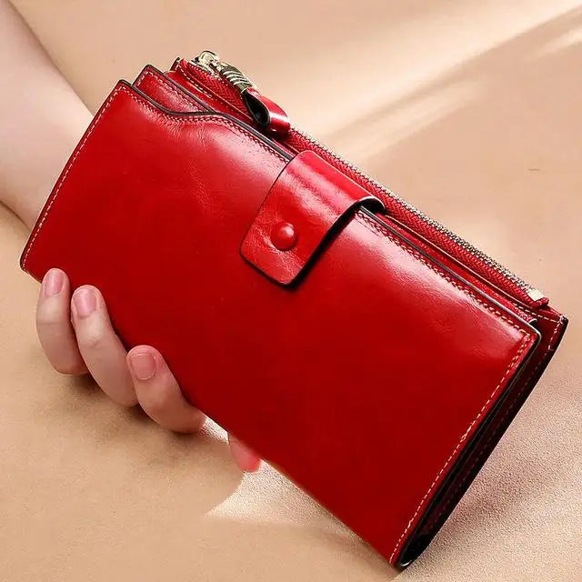 RFID Blocking 100% Genuine Leather Wallet Long Purse Design