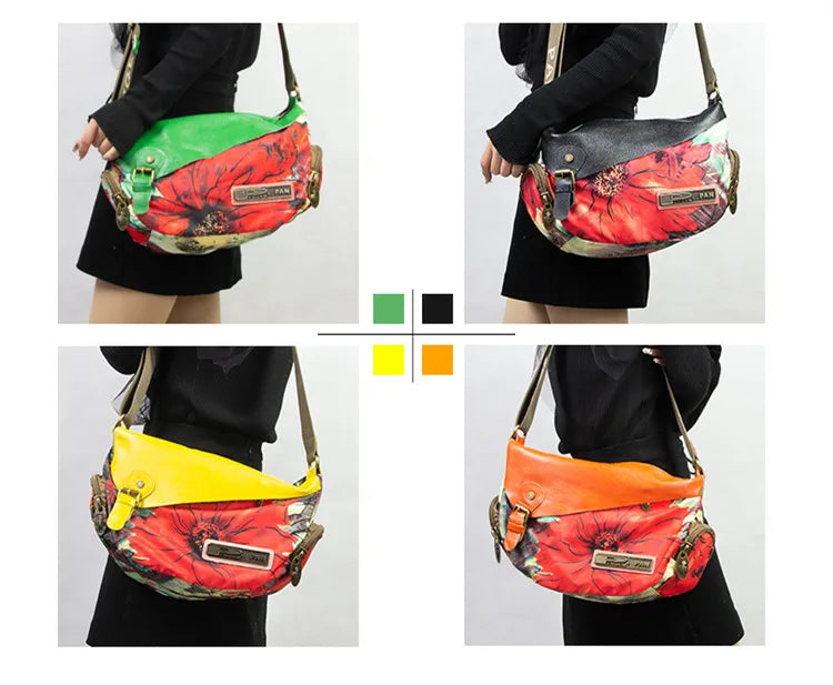 Luxury Fashion Bag Canvas With Leather Flowers Shoulder Bag